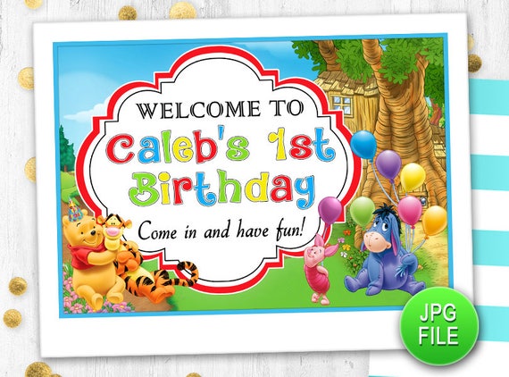 Winnie The Pooh Door Sign Printable Digital Door Sign Birthday Etsy