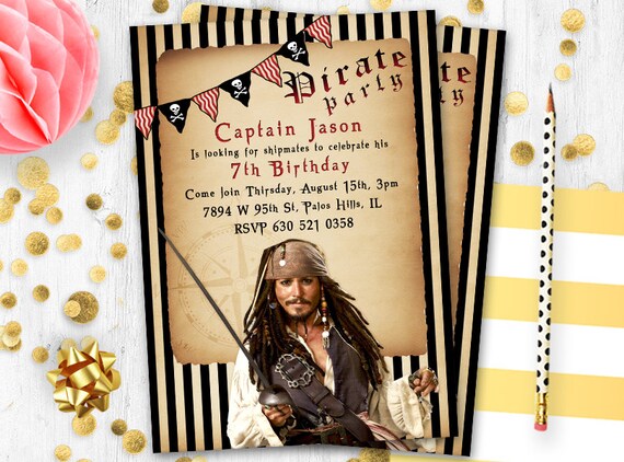 Pirates De La Carte Des Caraibes Invitation Danniversaire Etsy