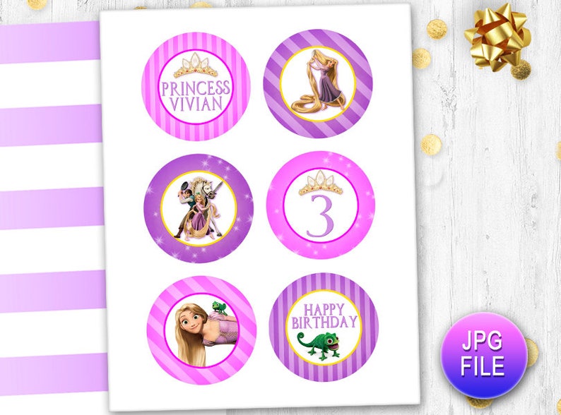 Rapunzel Cupcake Toppers Tangled Cupcake Cake Toppers Etsy
