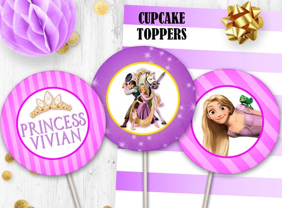 Rapunzel Cupcake Toppers Tangled Cupcake Cake Toppers | Etsy