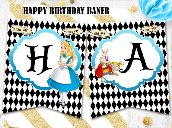 Alice Danniversaire Banniere Joyeux Anniversaire Banniere Etsy