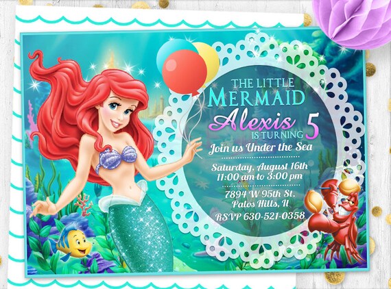 Invitation De Sirene Petite Sirene Ariel Anniversaire Etsy
