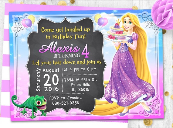 Rapunzel Invito Scheda Di Compleanno Di Rapunzel Lavagna E Scheda Dellinvito Di Compleanno Principessa