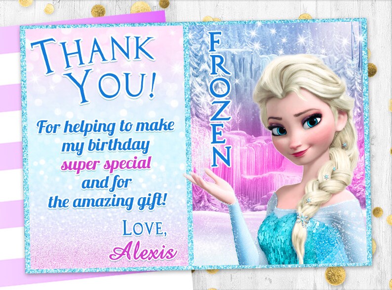 Frozen Thank You Card Elsa Thank You Card Princess Birthday Etsy