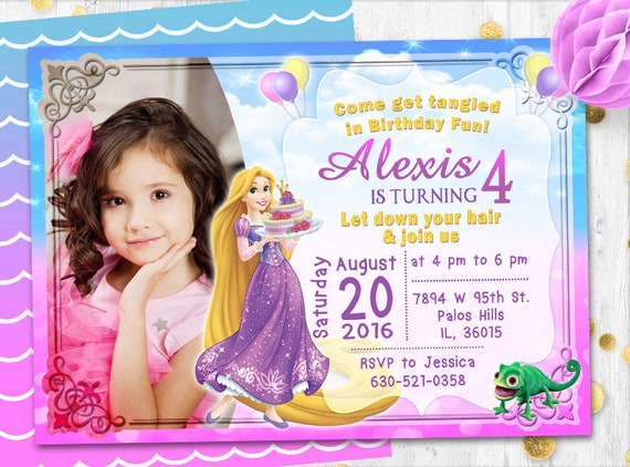Rapunzel Foto Carta Foto Invito Carta Di Compleanno Di Rapunzel Principessa Raperonzolo Invito