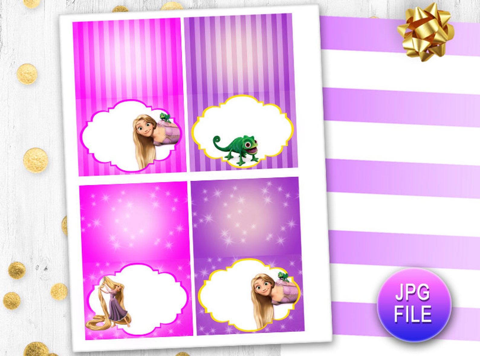 Rapunzel Food cards Table cards Tangled Place Cards Printable | Etsy
