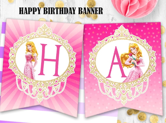 Disney Princess Happy Birthday Banner Princess party decor | Etsy