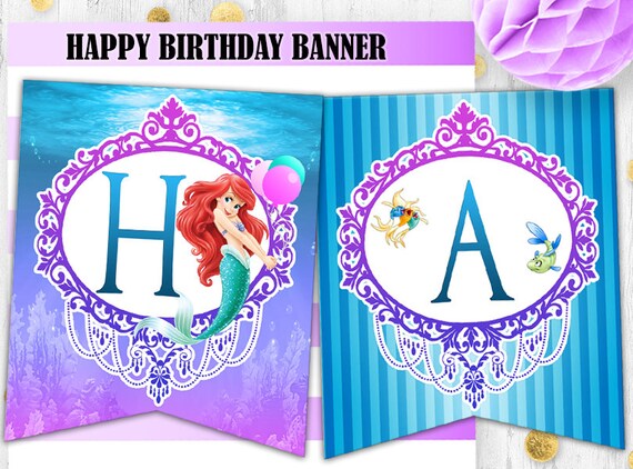 Lanniversaire De Ariel Petite Sirene Banniere Joyeux Etsy Lanniversaire De Ariel Petite Sirene Banniere Joyeux Etsy