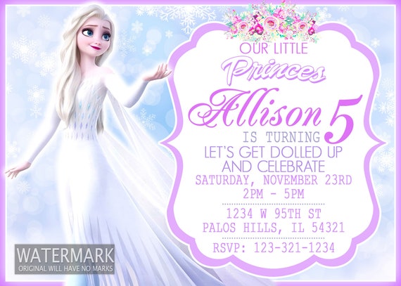 Elsa vestido blanco invitación Frozen invitación de cumpleaños | Etsy España