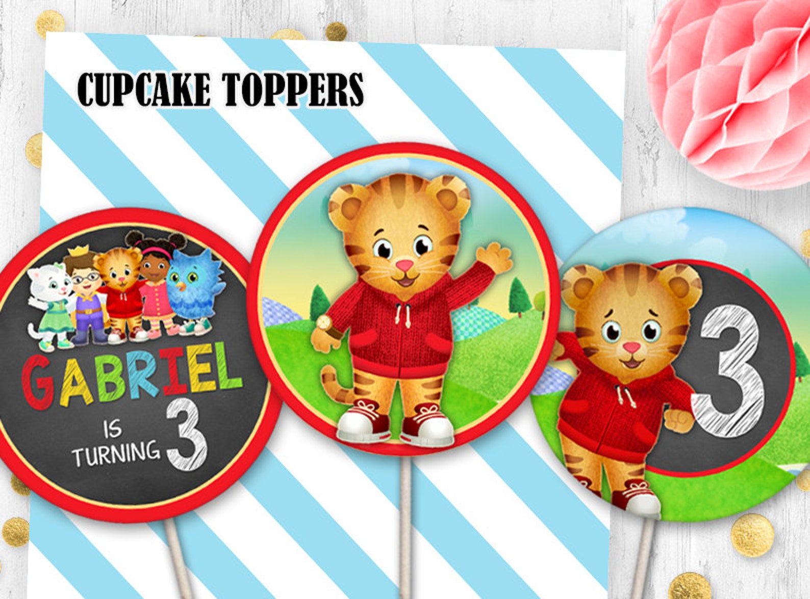 Daniel Tiger Cupcake toppers Daniel Tiger chalkboard toppers | Etsy