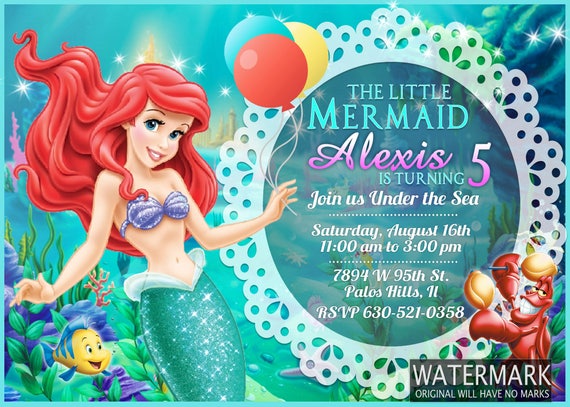 Invitation De Sirene Petite Sirene Ariel Anniversaire Etsy Canada