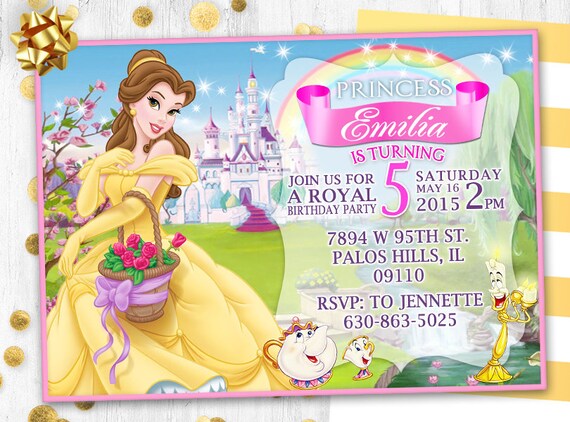 Princesse Belle Beaute Et La Bete Invitation Anniversaire Etsy Princesse Belle Beaute Et La Bete Invitation Anniversaire Etsy