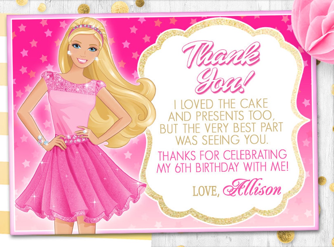 pink-barbie-thank-you-card-barbie-card-doll-birthday-thank-you-etsy