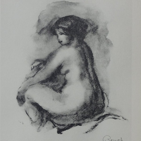 Auguste Renoir (d'après) - Femme nue assise - Lithographie signée, 1951, Editée par MOURLOT