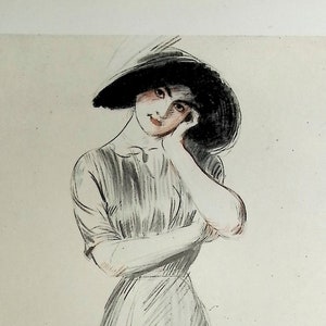 Paul César HELLEU : Mademoiselle Medjé Conquy timide, Héliogravure, 1913