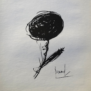 Bernard BUFFET : The black rose, Original signed etching, Referenced, 1961, 197 copies