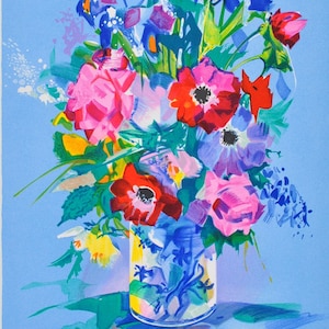 Claude MARS - Spring bouquet of flowers  - Original signed LITHOGRAPH, 250 copies + certificate