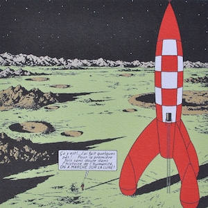 HERGE : TINTIN We have walked on the moon, 3 lithographs ex libris #2010