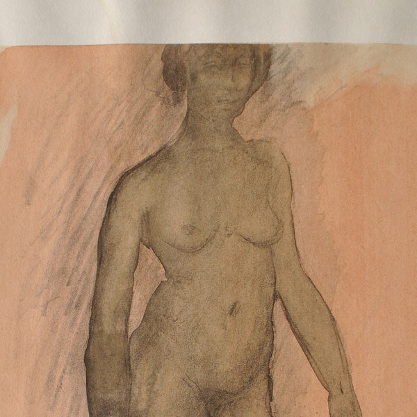 Auguste RODIN : Femme africaine nue, Gravure signée, 1949