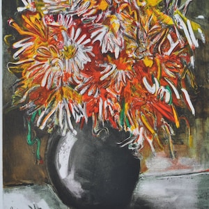 Maurice de VLAMINCK : Les Reines Marguerites, LITHOGRAPHIE signée, 1958