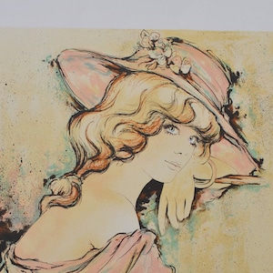 Saint Martin Laurent : Young girl and her hat, Original LITHOGRAPH pencil signed, 150 copies
