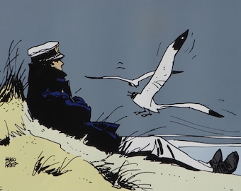 Hugo PRATT: Corto Maltèse sailor adventurer, Original signed SCREEN PRINT, 200 copies + certificate