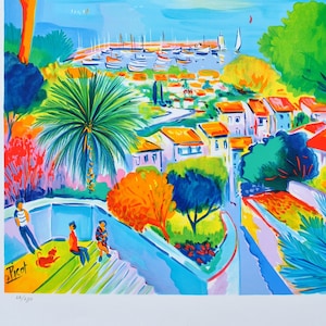 Jean-Claude PICOT : Saint Tropez, Original LITHOGRAPH signed and numbered, 250 copies + certificate