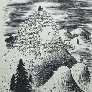 PEYNET Raymond - The mountain, Humorous signed ETCHING, 1943