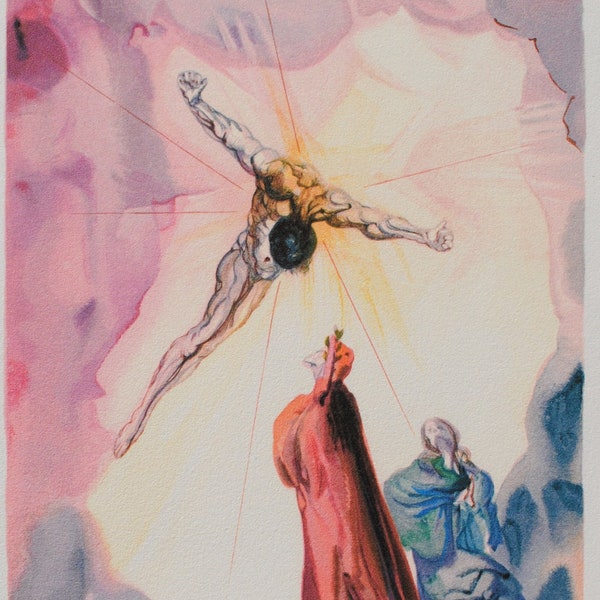 Salvador DALI : Paradis 14 - Apparition du Christ - Bois gravé Original, DIVINE COMEDIE + certificat