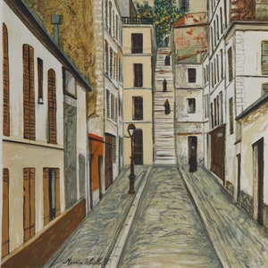 Maurice UTRILLO: Passaggio Cottin a Montmartre, litografia firmata