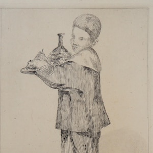 Edouard MANET – Bambino con vassoio, acquaforte originale firmata 1861 | Impressionismo, carta giapponese, collezione d’arte