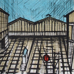 BUFFET Bernard : The courtyard - original LITHOGRAPH  - Referenced - MOURLOT 1978