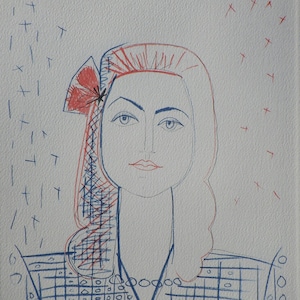 Pablo PICASSO : Françoise GILOT (Picasso Wife), Original Etching, 1952