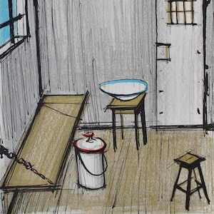 BUFFET Bernard : The Cell - Original LITHOGRAPH, Referenced, MOURLOT, 1978