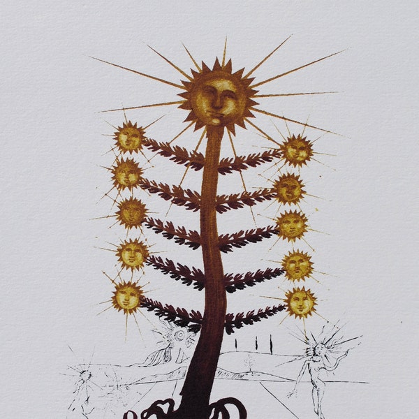 Salvador DALI : The Sun tree - Signed LITHOGRAPH, 800 copies, 1979 + certificate