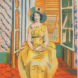 Henri MATISSE: Ragazza in abito color lime, litografia firmata, 1954