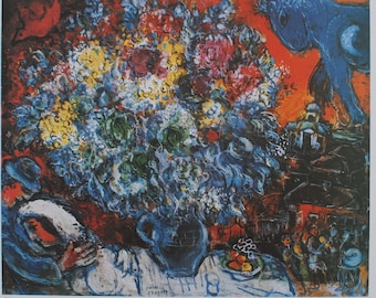 Marc CHAGALL (after) : Flowery wedding  - Signed and numbered LITHOGRAPH, 500copies