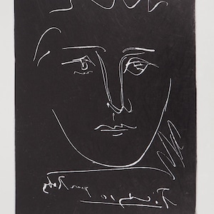 Pablo PICASSO: Volto per Roby (nero), Incisione originale firmata, 1950