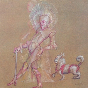 Leonor FINI (after) - The Lord and his dog - Original signed LITHOGRAPH, 1980