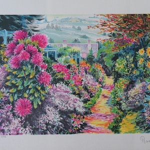 Alain RAGARU : Garden of Claude Monet at Giverny - Original signed LITHOGRAPH, 295 copies + certificate