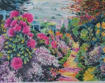 Alain RAGARU : Garden of Claude Monet at Giverny - Original signed LITHOGRAPH, 295 copies + certificate