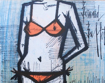Bernard BUFFET: The bikini, LITHOGRAPH signed and referenced, 1967 by Mourlot