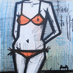 Bernard BUFFET: Il bikini, LITOGRAFIA firmata e referenziata, 1967 di Mourlot