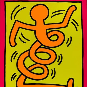 Peut inclure: Une affiche vibrante avec une figure orange au corps spiralé sur fond jaune, encadrée d'une bordure rose vif. Le texte "MONTREUX 1983 17 EME FESTIVAL DE JAZZ - JUILLET 8-24" est inclus.