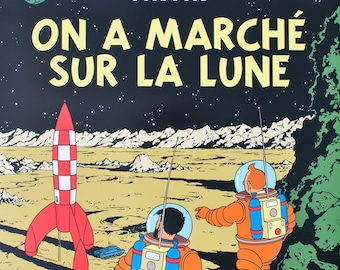 Hergé: Explorers of the moon, Original poster, official edition (Tintin Museum)
