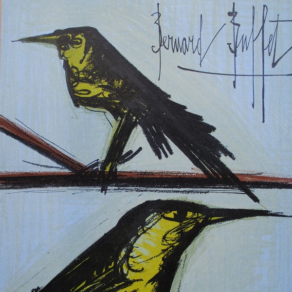 BUFFET Bernard : The Two birds, Original signed LITHOGRAPH, Referenced, edited by MOURLOT