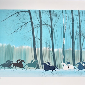 Serge LASSSUS :  Riders in winter - original LITHOGRAPH signed and numbered, 600 copies +COA
