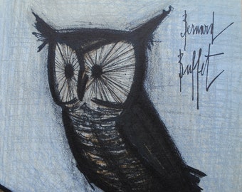Bernard BUFFET: Original LITHOGRAPH signed and referenced, The Little Owl, 1967 by MOURLOT