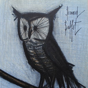 Bernard BUFFET: LITOGRAFIA originale firmata e referenziata, The Little Owl, 1967 di MOURLOT