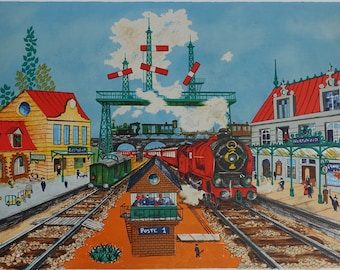 DELIEGE William :  The Locomotive - Original LITHOGRAPH signed and numbered, 275 copies + certificate